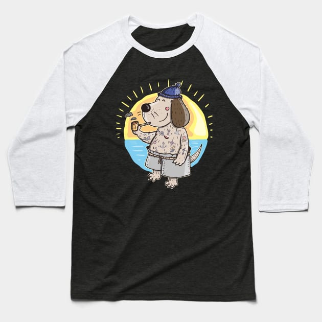 Sailor Dog with Tattoos Baseball T-Shirt by schlag.art